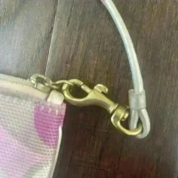 Coach Signature Colette Scarf Print Wristlet Clutch Pink - Picture 8 of 8